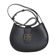 Elisabetta Franchi Svart Medium Hobo Väska med Metalllogotyp Black, Da...