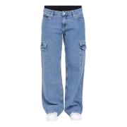 Calvin Klein Jeans Dam Cargo Denim Jeans Blue, Dam