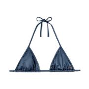 Palm Angels Metallic Triangel Bikini Topp Blue, Dam