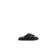 Dolce & Gabbana Faux Leather Slides med Logo Black, Herr