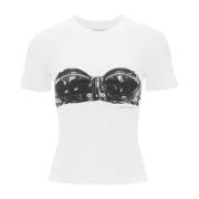 Alexander McQueen T-shirt med bustiertryck White, Dam