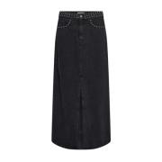 Co'Couture Stone Washed Denim Kjol Black, Dam