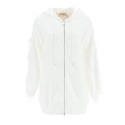 N21 Oversized hoodie med fjädrar White, Dam