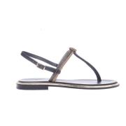 Paola Fiorenza Svarta och guld Rhinestone Flip Flops Black, Dam