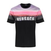 Versace Hills Print Bomull T-Shirt Black, Herr