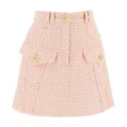 Balmain Tweed Minikjol med Västerländsk-inspirerade Detaljer Pink, Dam