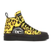 Dolce & Gabbana Leopard Quiltade Sneakers Yellow, Dam