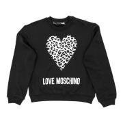 Love Moschino Svart Bomullssweatshirt med Detalj Black, Dam