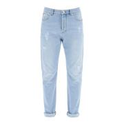 Brunello Cucinelli Jeans i ljus tvättad denim med tapered passform Blu...