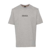 Ermenegildo Zegna Gråa T-shirts och Polos med Logo Print Gray, Herr