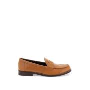 Tory Burch Läder Perry Mocassins med Ikonisk Double T Brown, Dam
