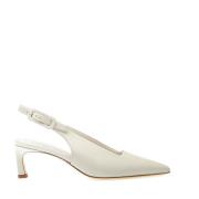 Halmanera Slingback Lackskinn Tunn Klack White, Dam