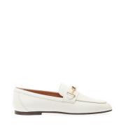 Tod's Vit Lädermokasin med Spänne White, Dam