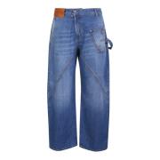 JW Anderson Vridna Wide-Leg Jeans Blue, Herr