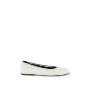 Loulou Studio Satin Ballettflats med Elastisk Kant White, Dam