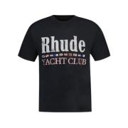 Rhude Svart Bomull Flagga T-Shirt Black, Herr