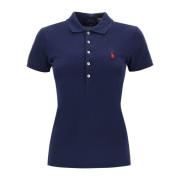 Polo Ralph Lauren Slim Fit Femknappig Polotröja Blue, Dam