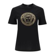 Versace Medusa Print Crew Neck T-Shirt Black, Dam