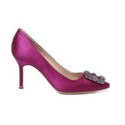 Manolo Blahnik Magenta Kristallspänne Häl Pumps Pink, Dam