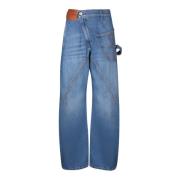 JW Anderson Asymmetrisk Löst Passande Bomullsjeans Blue, Dam