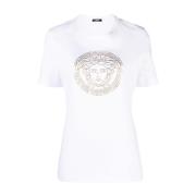 Versace Vita T-shirts och Polos med Foliepräglad Medusa White, Dam