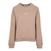 Msgm Beige Tröjor med Liten Logotyp Beige, Dam