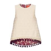 La DoubleJ Krämig Jacquard Asymmetrisk Top Beige, Dam