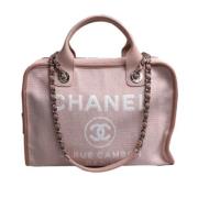 Chanel Vintage Pre-owned Canvas handvskor Pink, Dam