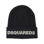 Dsquared2 Svart Ull Logo Hatt Black, Herr