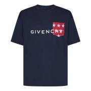 Givenchy Logo Tryckt Crewneck T-Shirt Blue, Herr