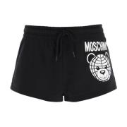 Moschino Sportiga Shorts med Teddy Print Black, Dam