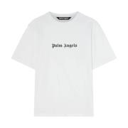 Palm Angels Vit Svart Logo Slim Tee White, Herr