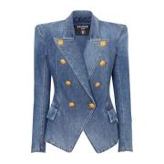 Balmain 8-knappig denimjacka Blue, Dam