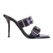 Alexander McQueen Svarta Klackspännesandaler Black, Dam