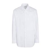 Valentino Broderad Bomullsskjorta Italien Tillverkad White, Herr