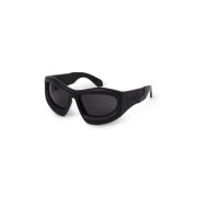 Off White Matt Svart Oval Solglasögon Black, Unisex