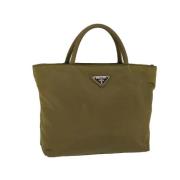 Prada Vintage Pre-owned Nylon handvskor Green, Dam