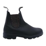 Blundstone Svart läderankelboots Black, Dam