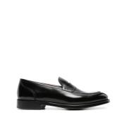 Doucal's Svart Borstad Läder Penny Loafers Black, Herr