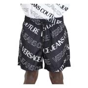 Versace Jeans Couture Svarta Monogram Logo Shorts Black, Herr