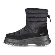 Hugo Boss Slip-On Läder- och Textilboots Black, Dam