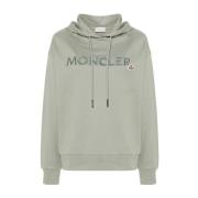 Moncler Broderad Logga Hoodie Green, Dam