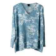 Avant Toi Lyxigt Oversize V-Shirt Blue, Dam