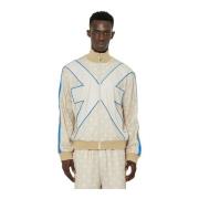 John Richmond Sweatshirt med ton-i-ton mönster och dragkedja Beige, He...