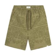 Les Deux Paisley Print Shorts Green, Herr