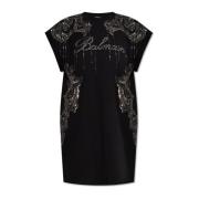 Balmain Klänning med logotyp Black, Dam