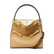 Tory Burch Lee Radziwill Dubbel Toteväska Beige, Dam