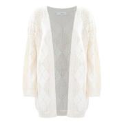 Kocca Diamantstickad Cardigan Jumper White, Dam