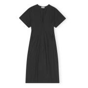 Ganni Drapey Melange Midi Dress Black, Dam