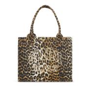 Ganni Large Easy Shopper Print Brown, Dam